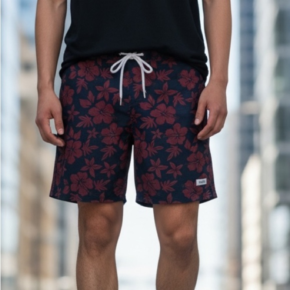 Trunks Surf & Swim Co Blue/Red Floral‎ Swim Trunks Swim Shorts